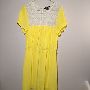 Bright Yellow and Crochet Lace Dress